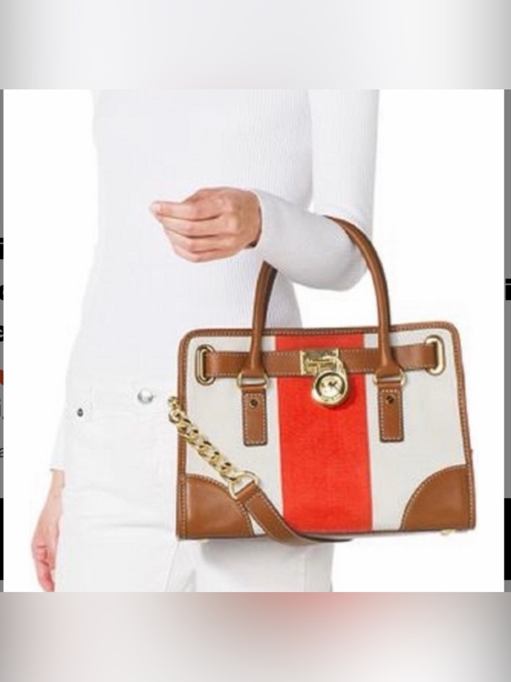 Michael Kors HAMILTON CANVAS LEATHER Bag new